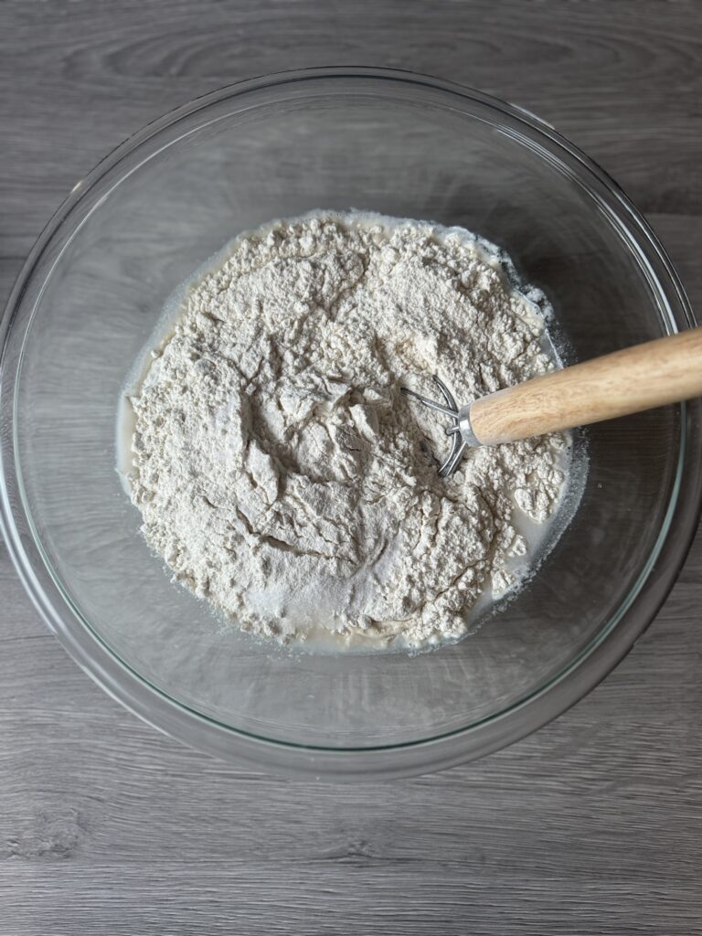 mixing simple sourdough recipe