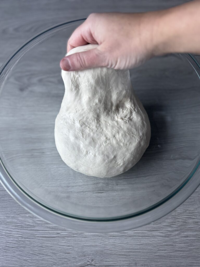 stretch and folded dough