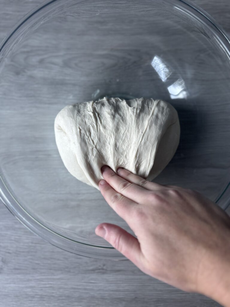 stretch and folded dough