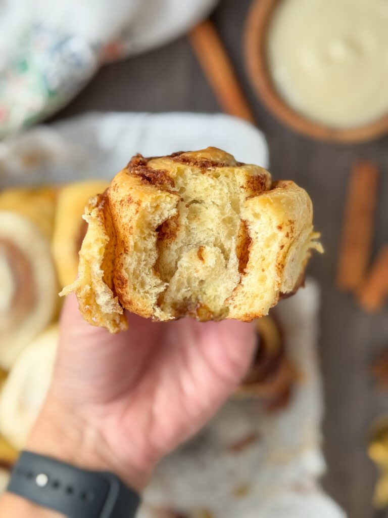 inside of sourdough cinnamon roll