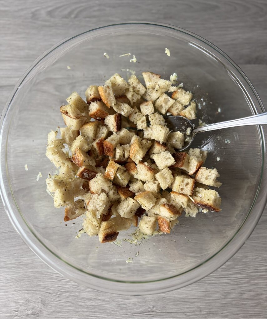 mixed sourdough croutons