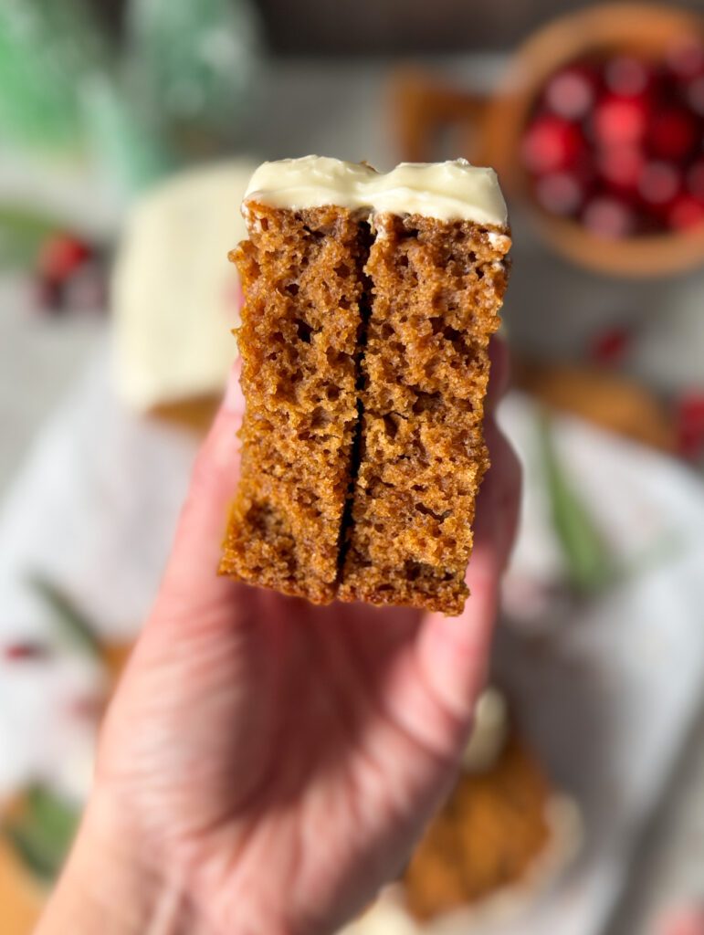 inside of gingerbread discard loaf