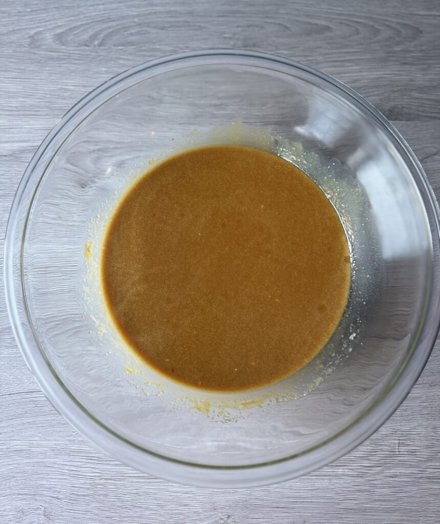 mixed wet base for gingerbread discard loaf