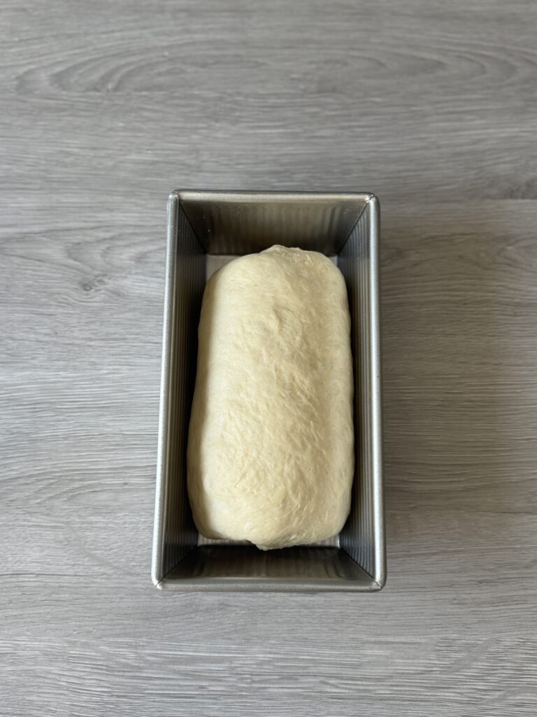 shaped sandwich loaf in loaf pan