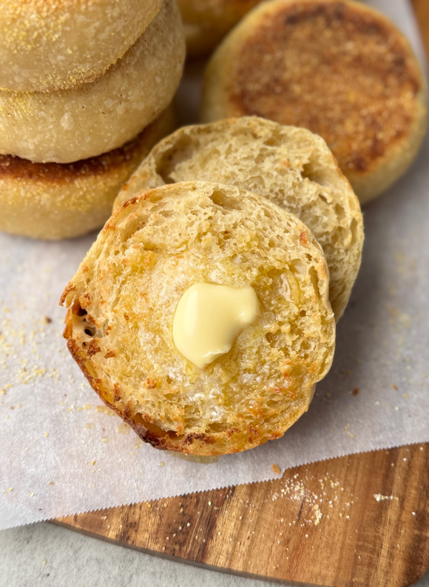Sourdough English Muffins (overnight recipe!) - Healing Slice
