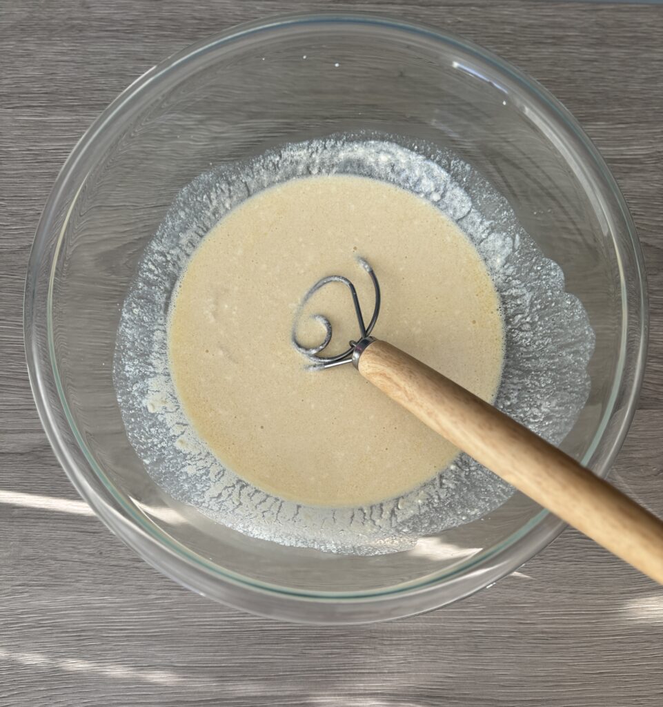 mixing sheet pan pancakes