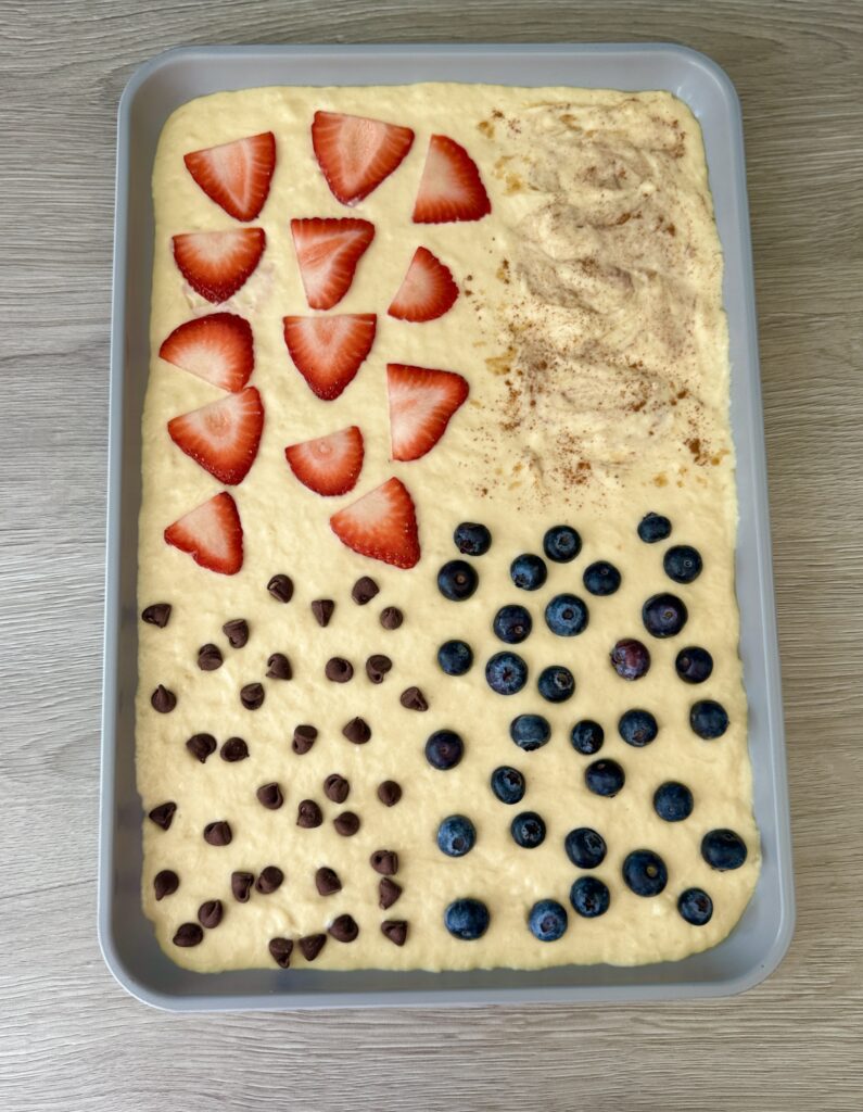 topped pancake batter