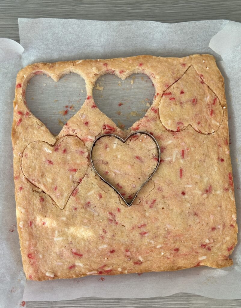 shaping sugar cookie bar hearts