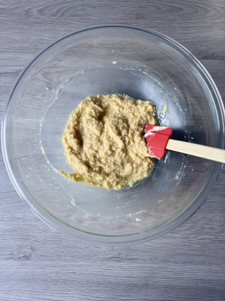 mixing sugar cookie bar dough