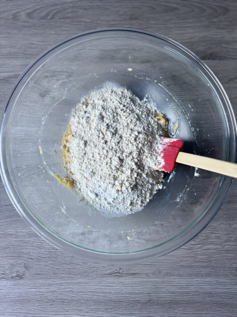 mixing sugar cookie bar dough