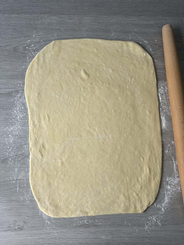 shaping chocolate chip sourdough cinnamon rolls