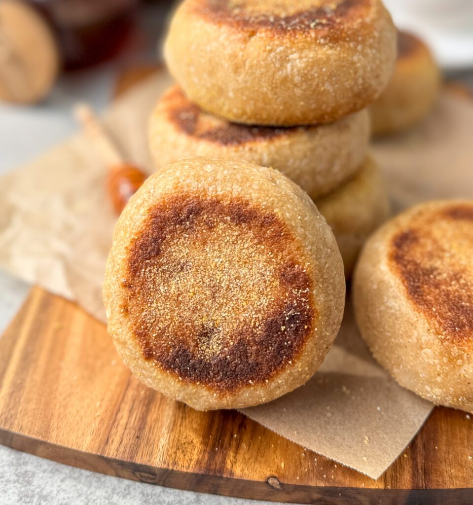 honey whole wheat sourdough English muffins