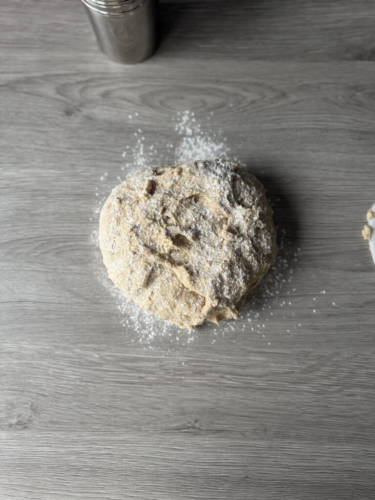 kneading the English muffin dough