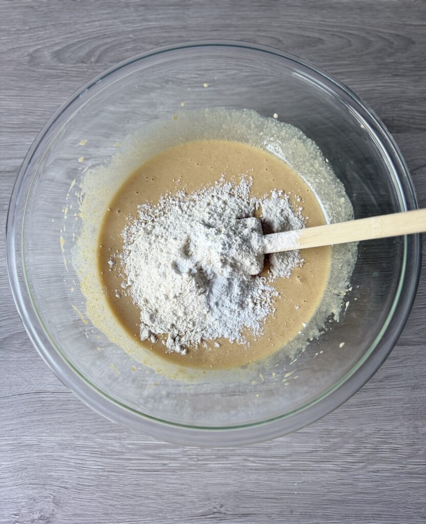 mixing sourdough blondies