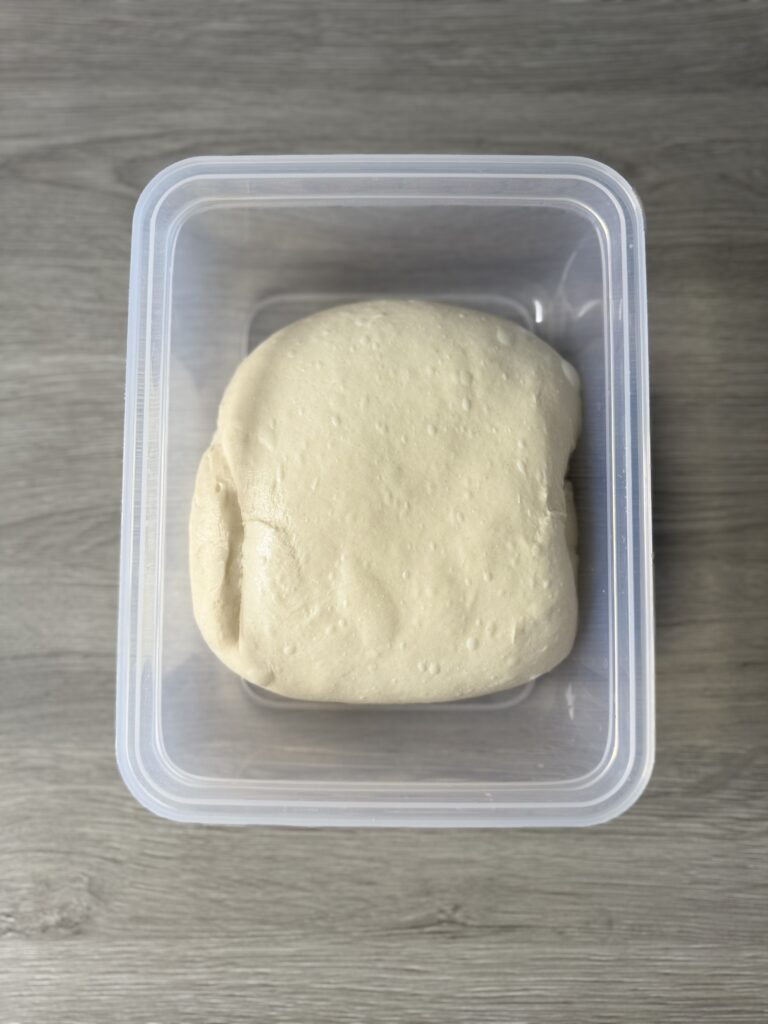 transferred ciabatta dough