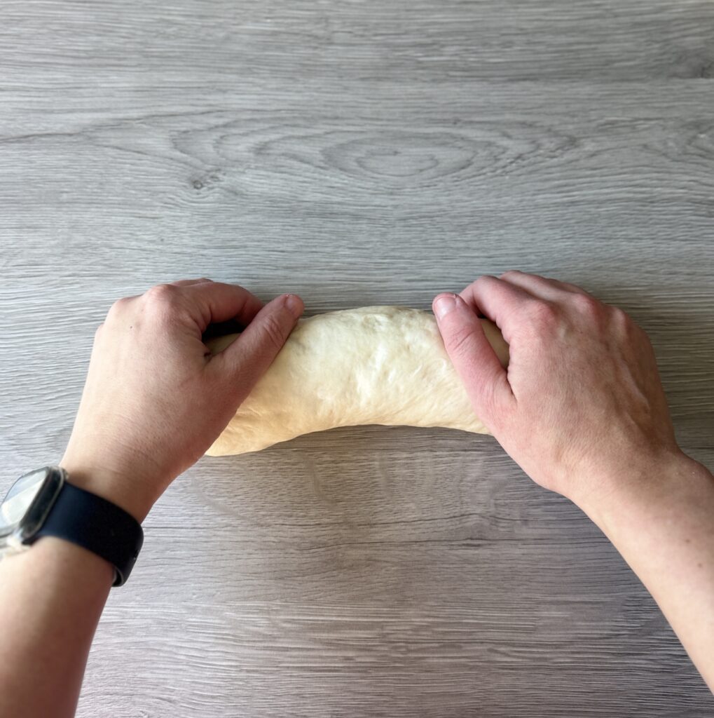 shaping sourdough discard French bread