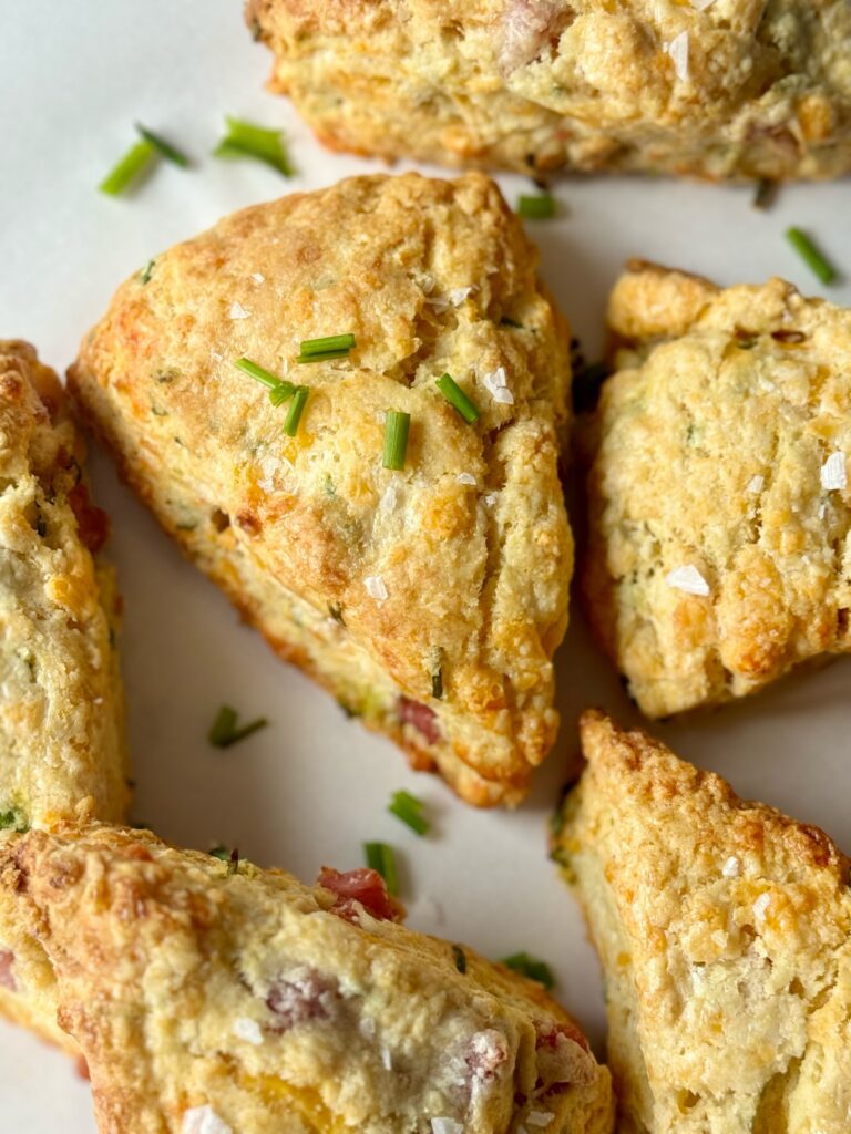 ham cheese and chive sourdough scones