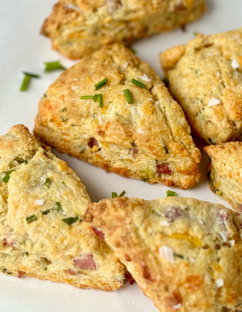 ham cheese and chive sourdough scones