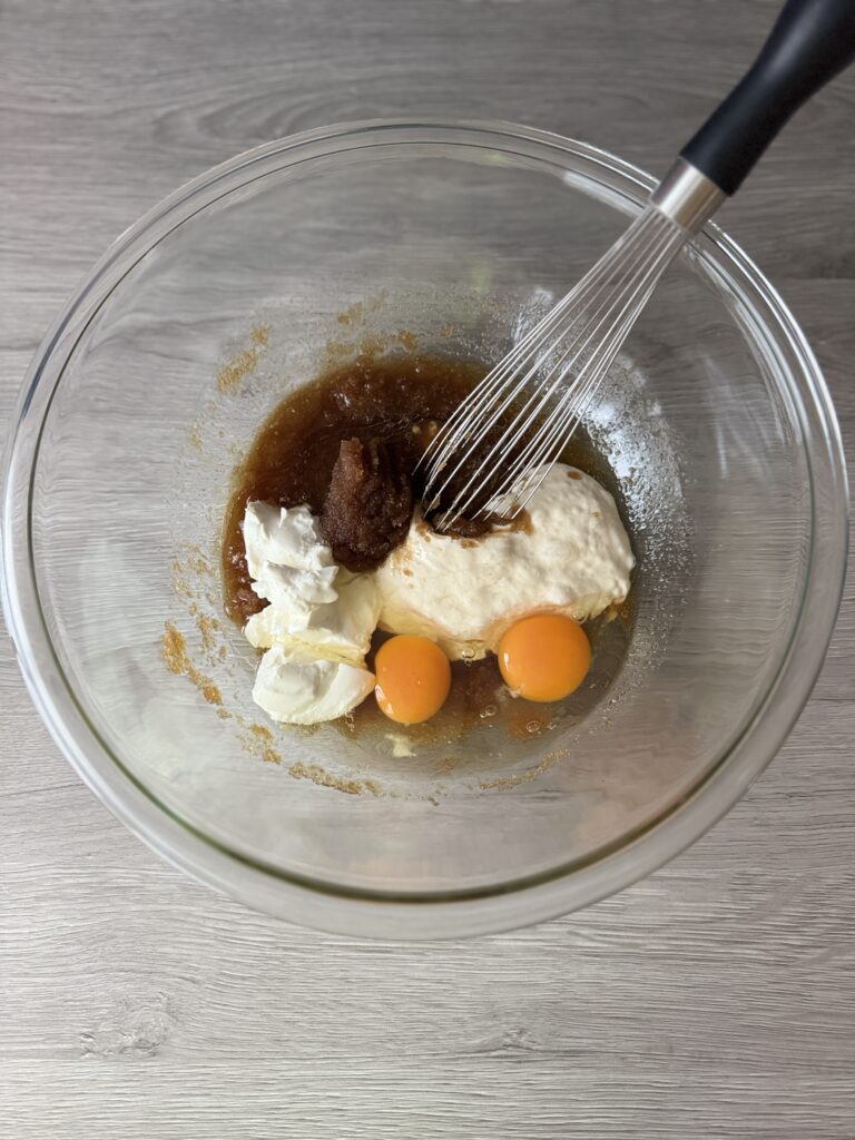 mixing carrot cake loaf