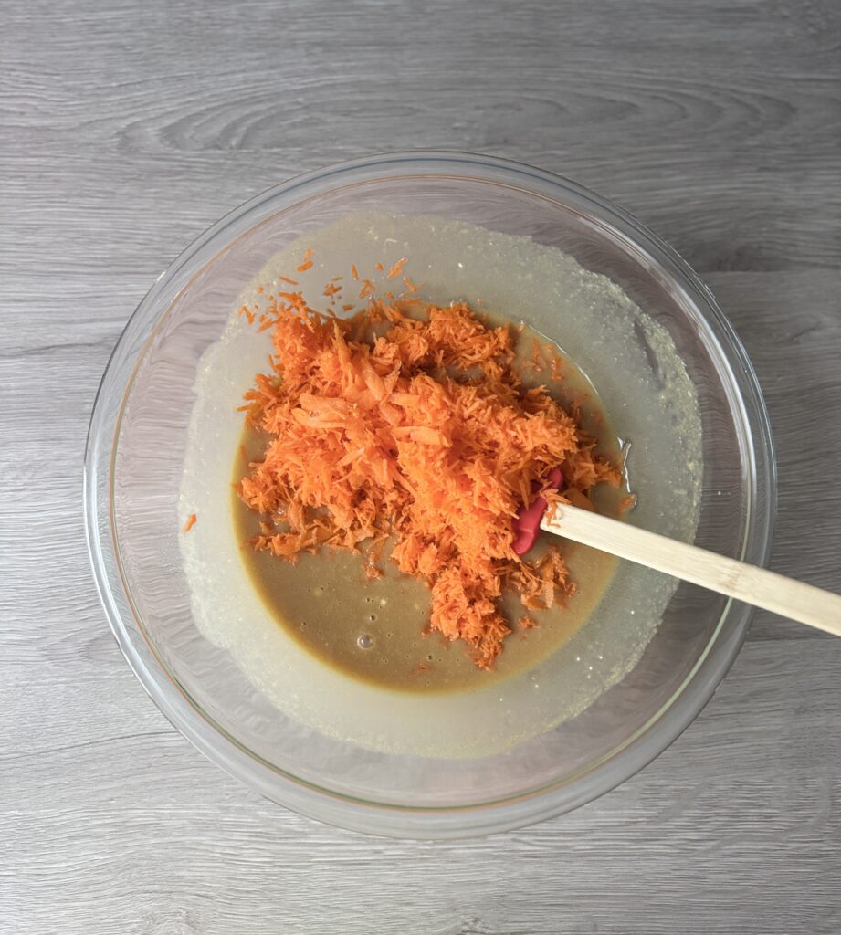 mixing carrot cake loaf