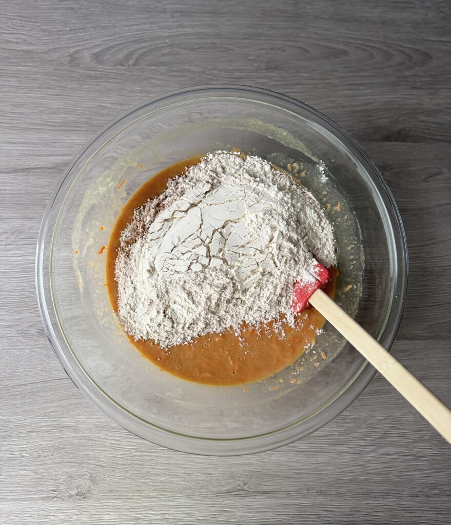 mixing carrot cake loaf