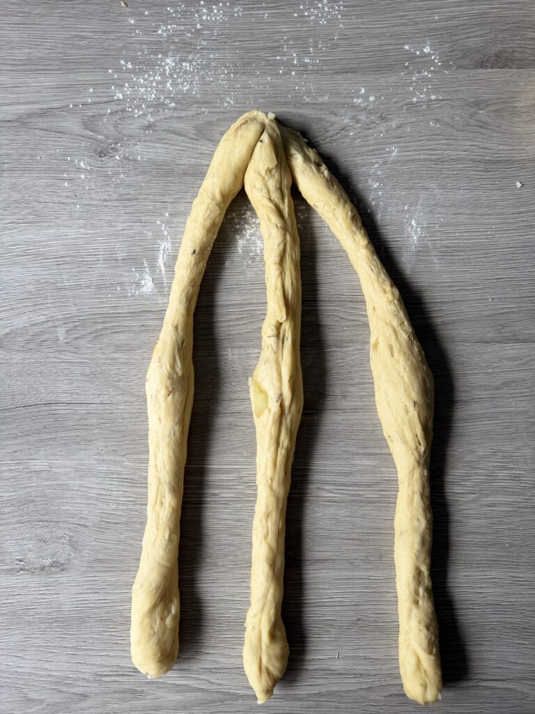 shaping sourdough discard challah