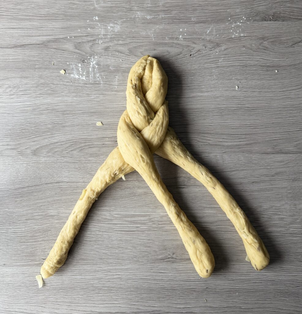 shaping sourdough discard challah