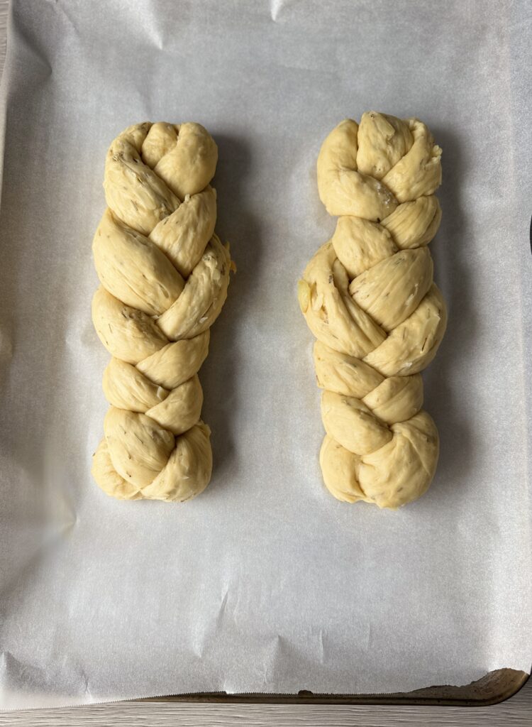 shaped sourdough discard challah