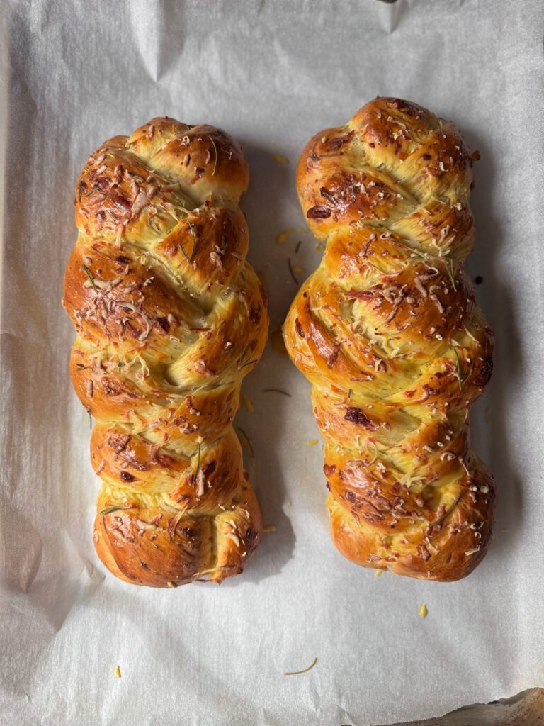 baked sourdough discard challah