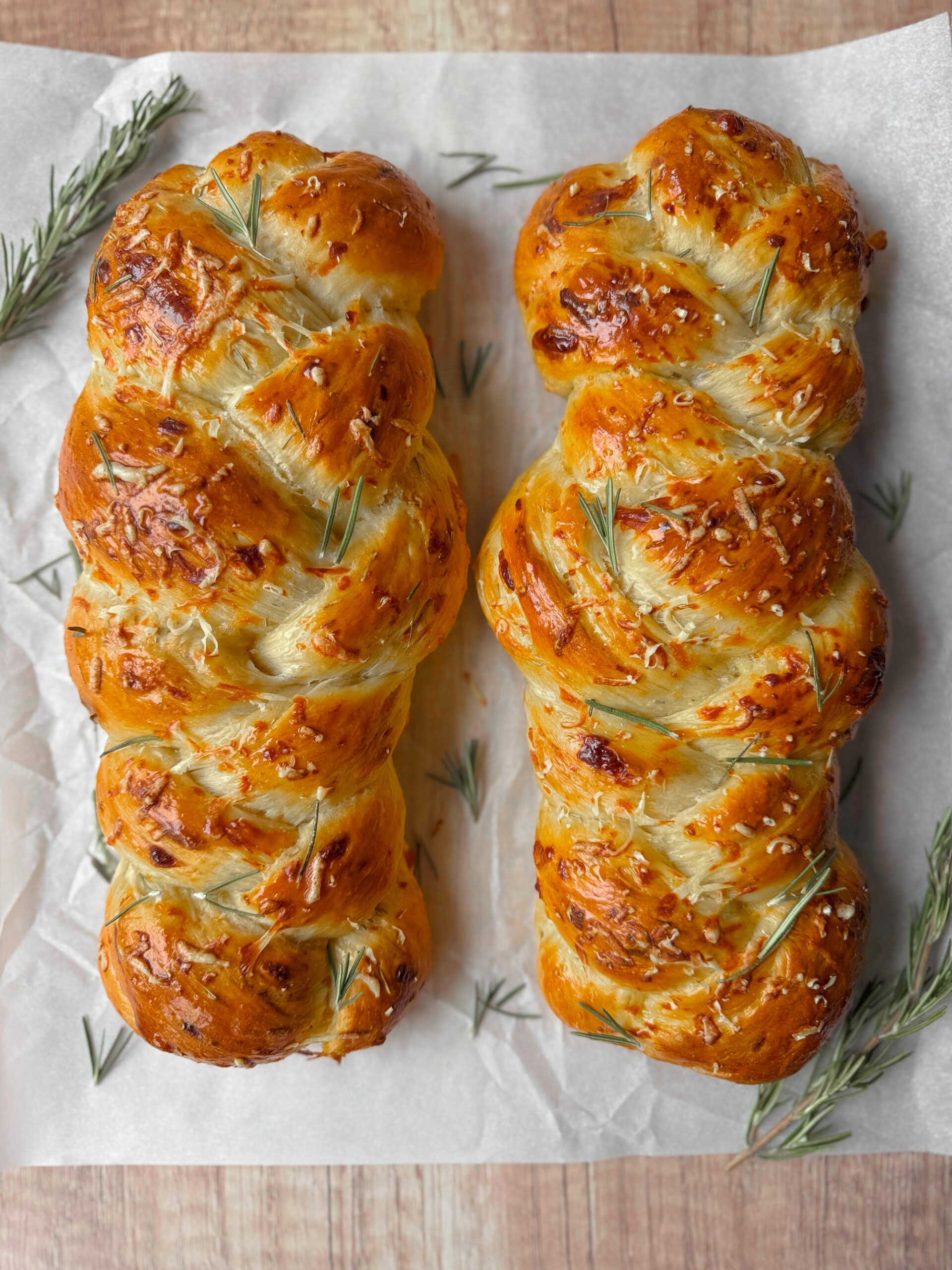 Soft Braided Sourdough Discard Challah (rosemary, garlic, & Parmesan ...