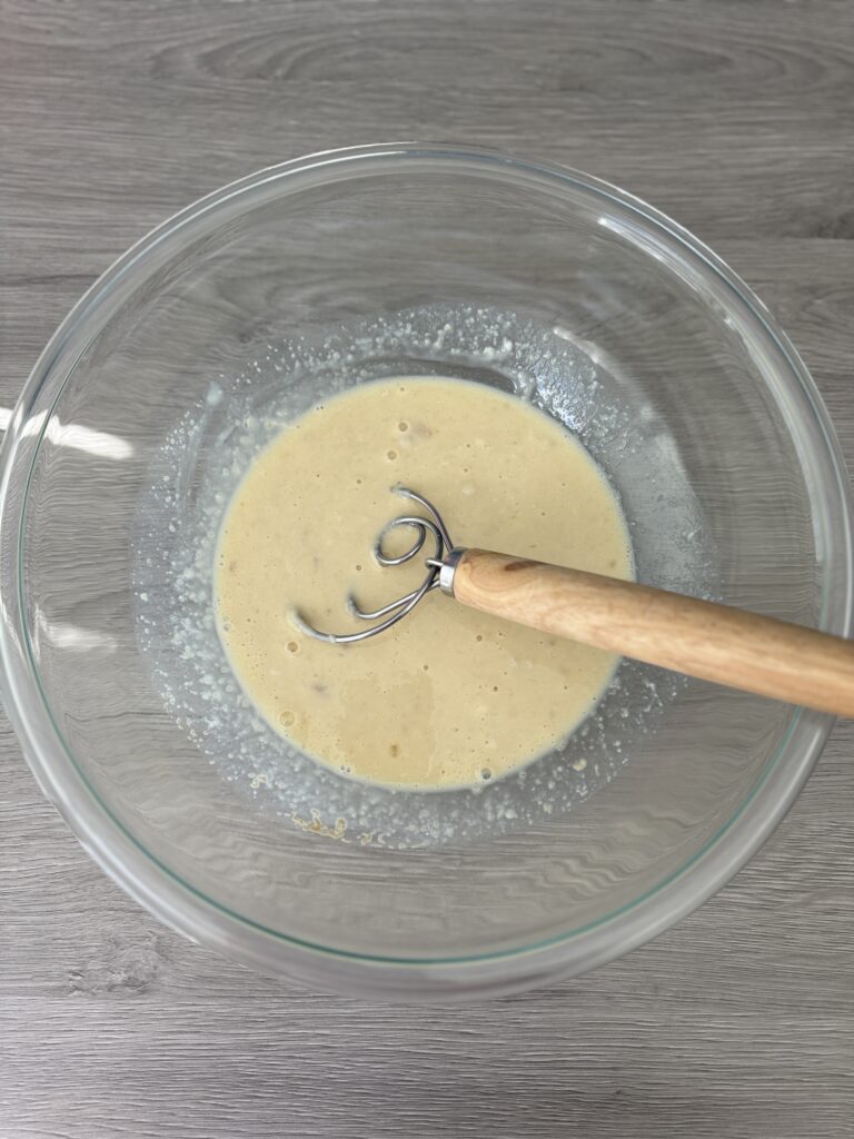 mixing sourdough discard cinnamon rolls