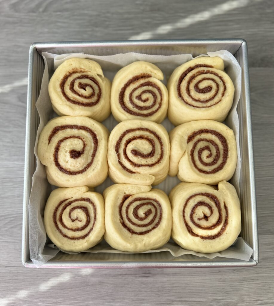proofed cinnamon rolls