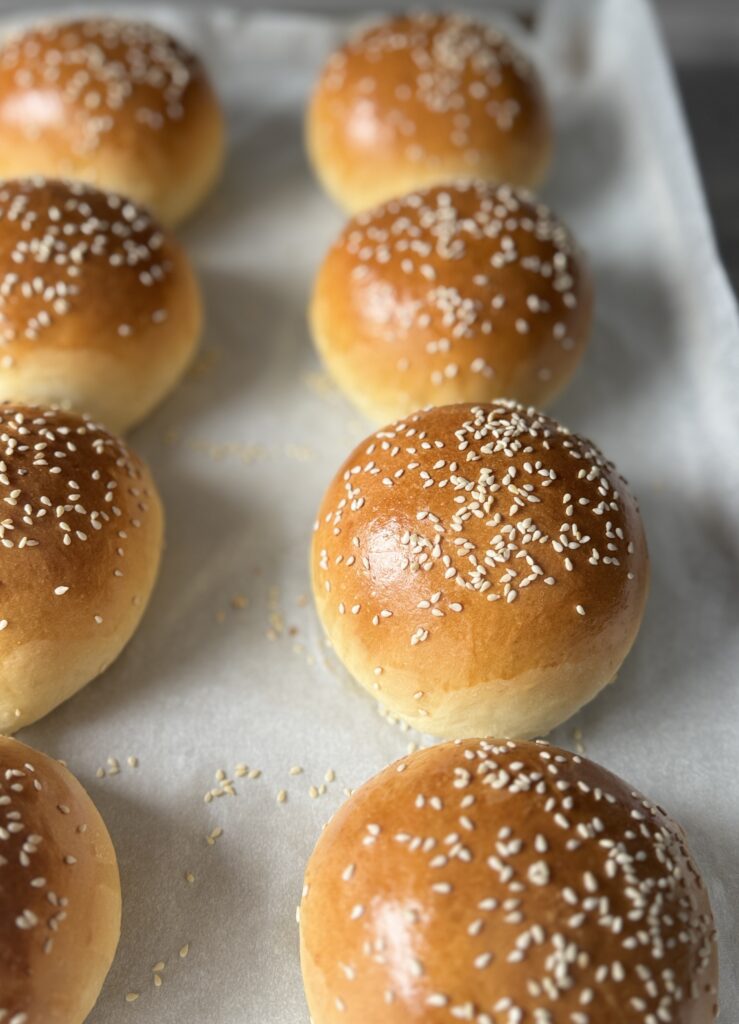 baked sourdough discard hamburger buns