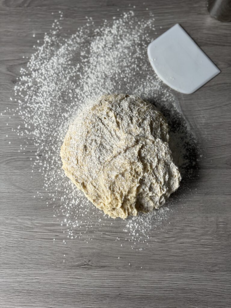 kneading hamburger bun dough