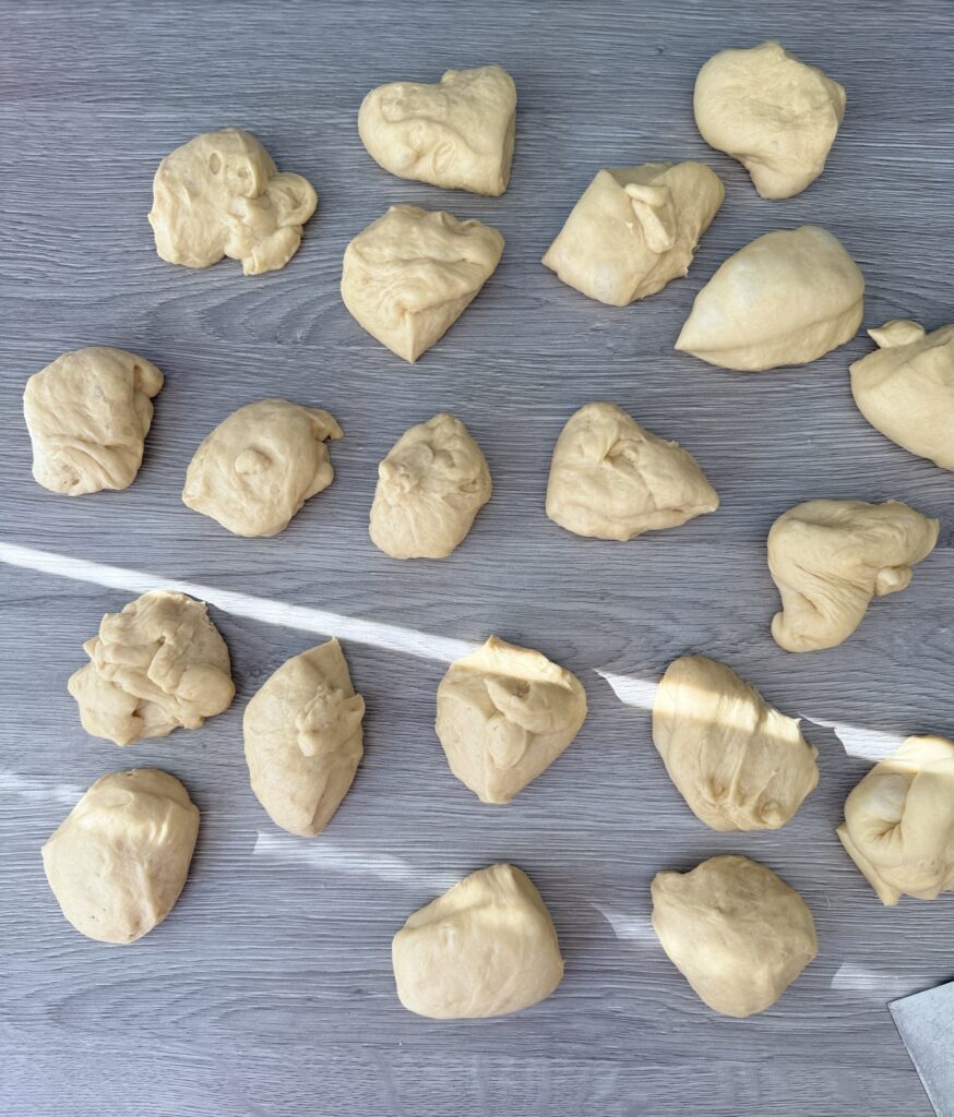 shaping Hawaiian rolls