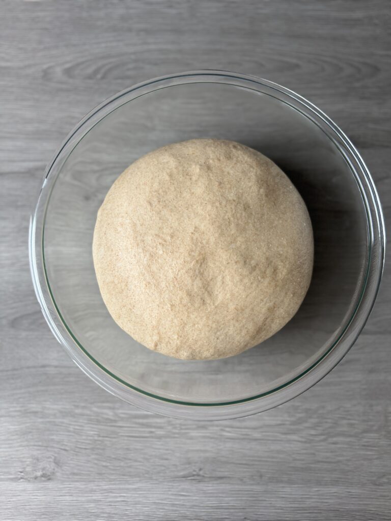 proofed honey wheat discard sandwich bread