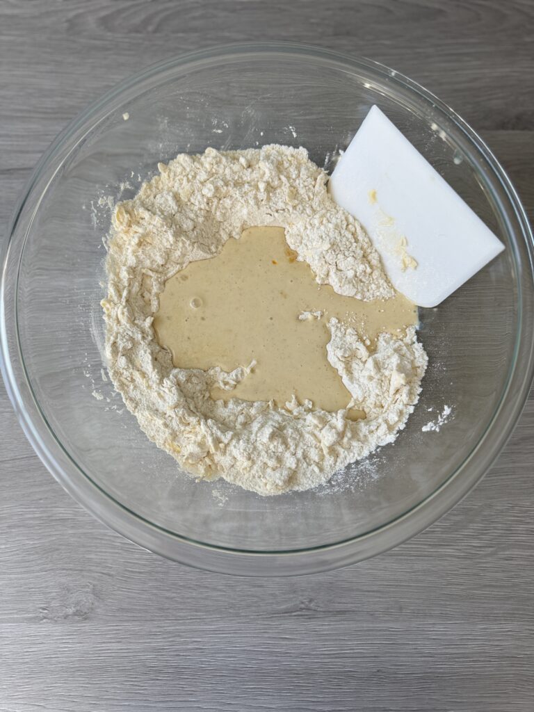 mixing vanilla orange scones