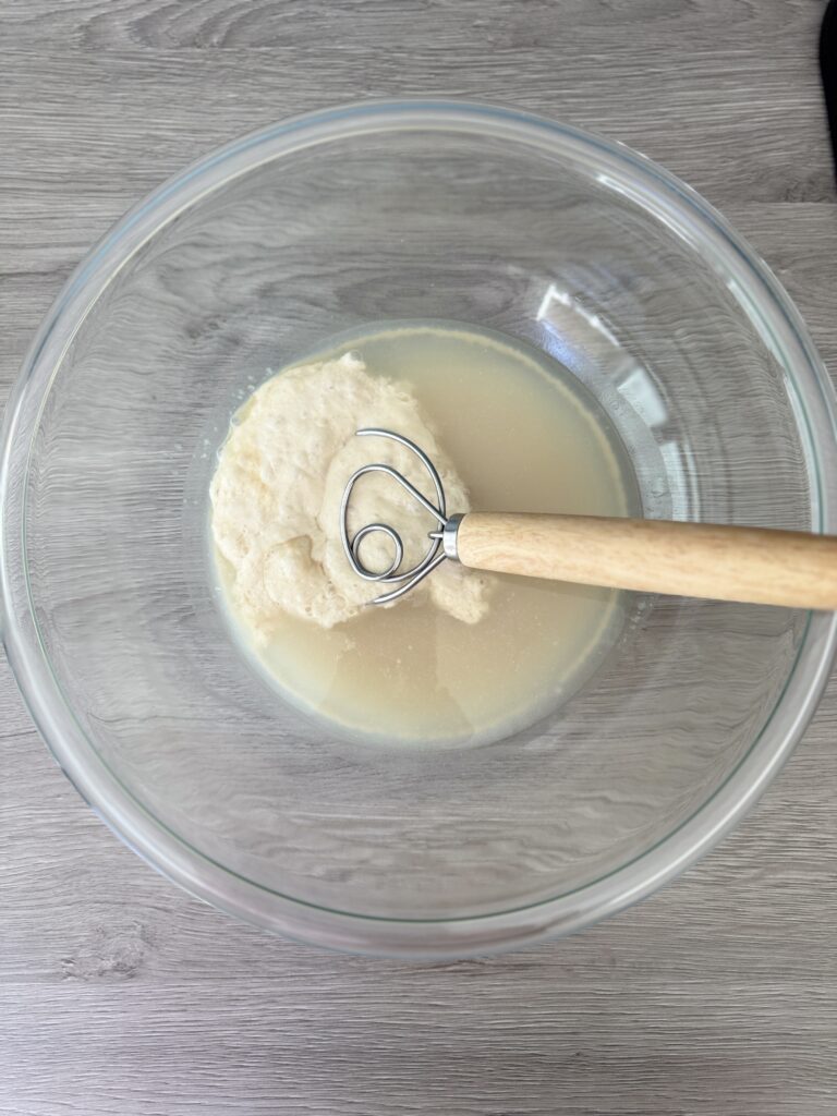 mixing sourdough discard bagels
