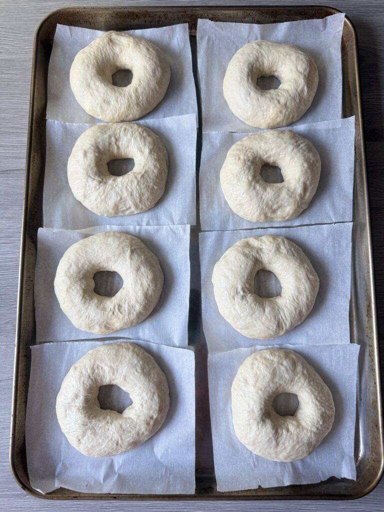preparing to boil bagels