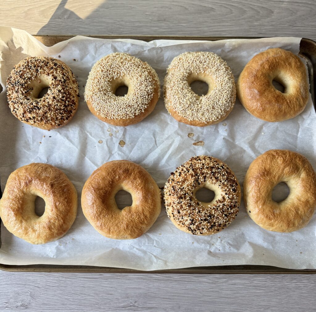 baked sourdough bagels
