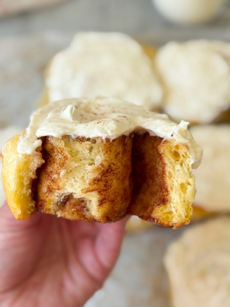 sourdough discard cinnamon roll inside shot