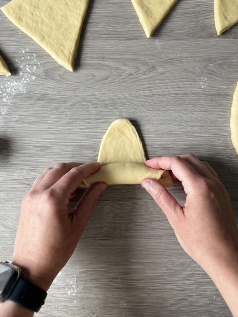 shaping crescent rolls