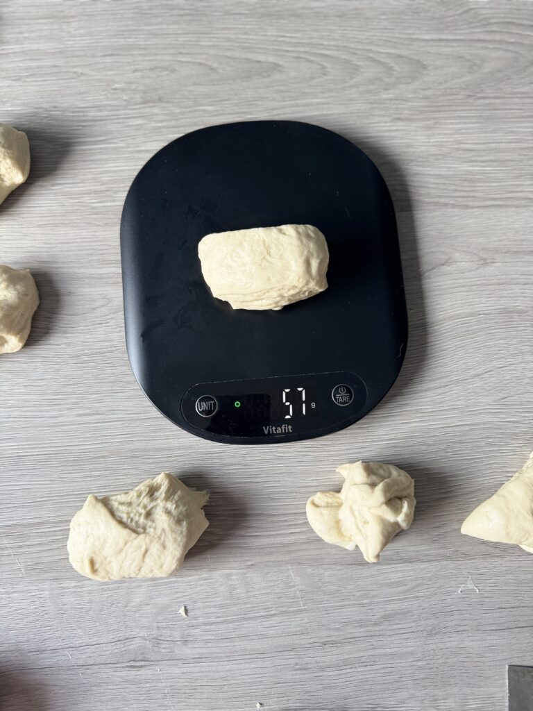 weighing garlic knots