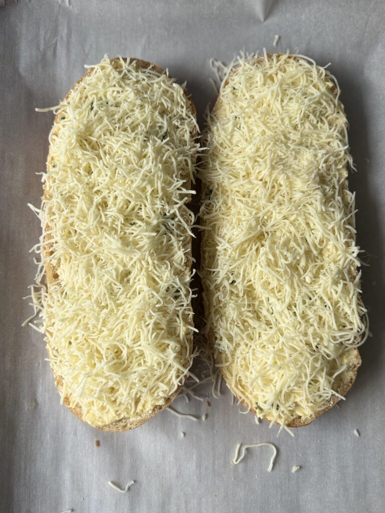making garlic bread