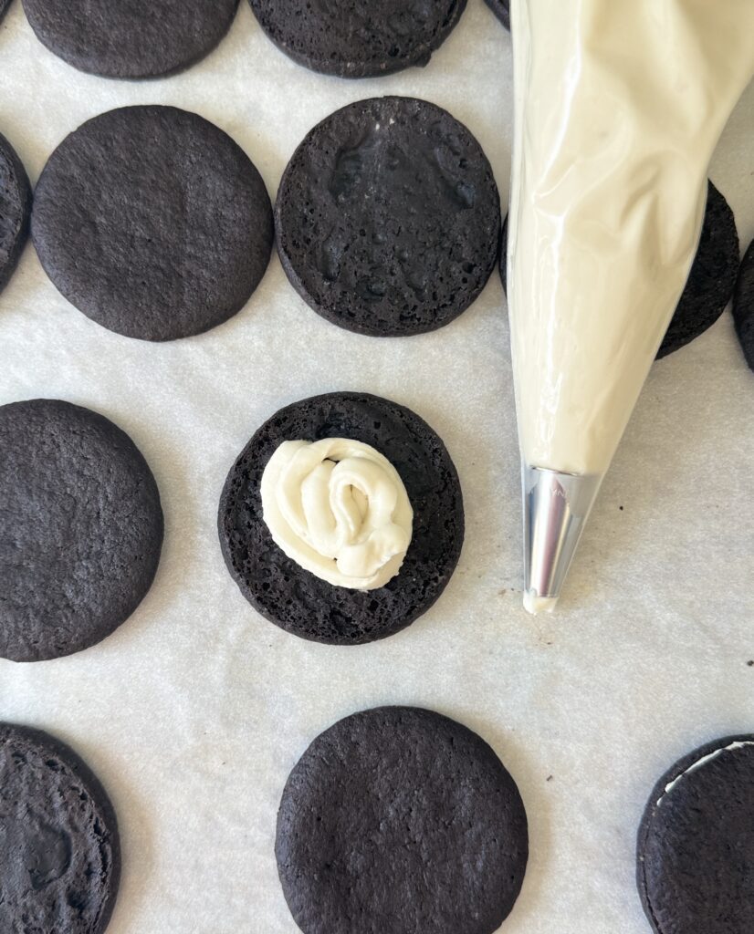 assembling Oreo cookies