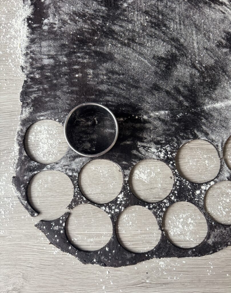 shaping sourdough Oreo cookies