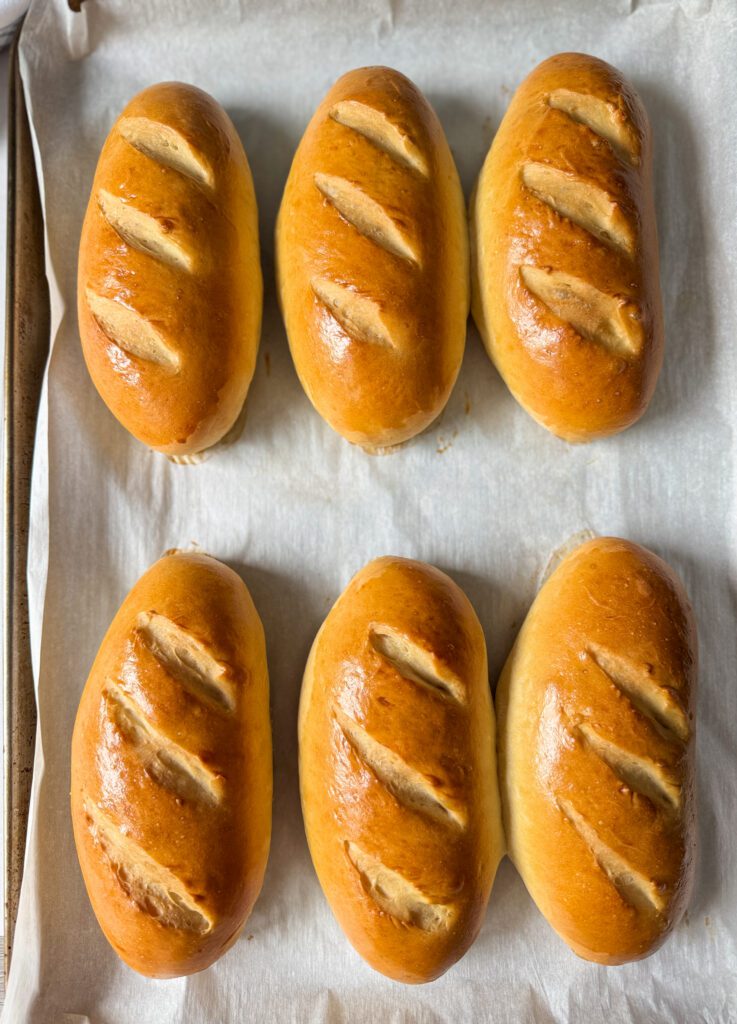 baked sourdough hoagies