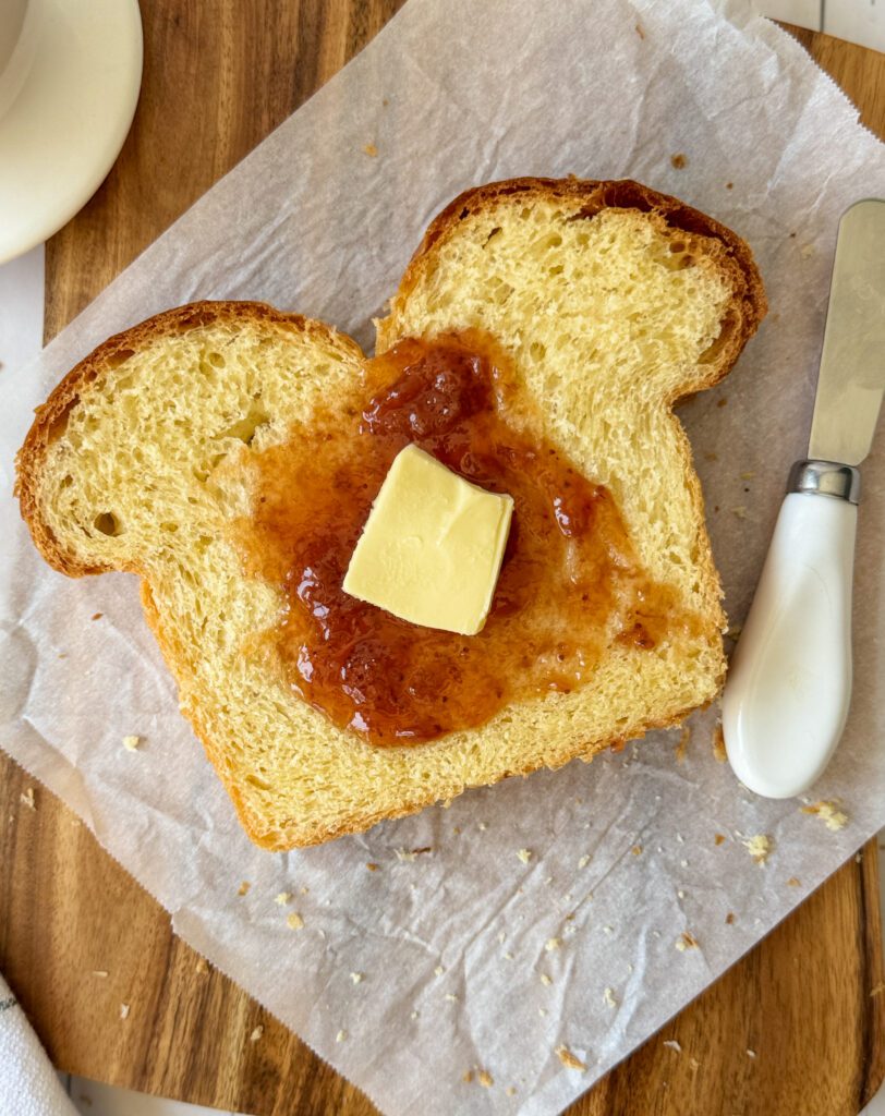 sourdough discard brioche slice