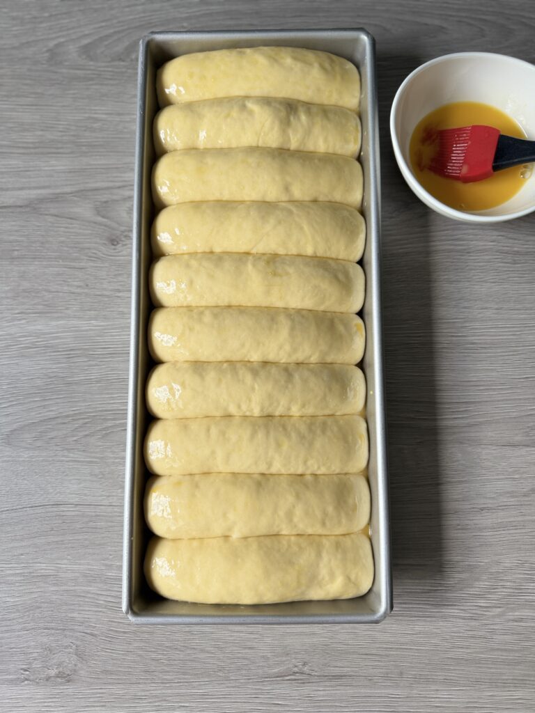 brushed hot dog buns