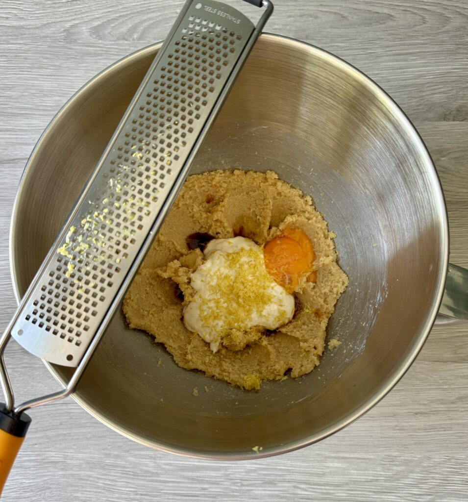 mixing sourdough lemon Oreos